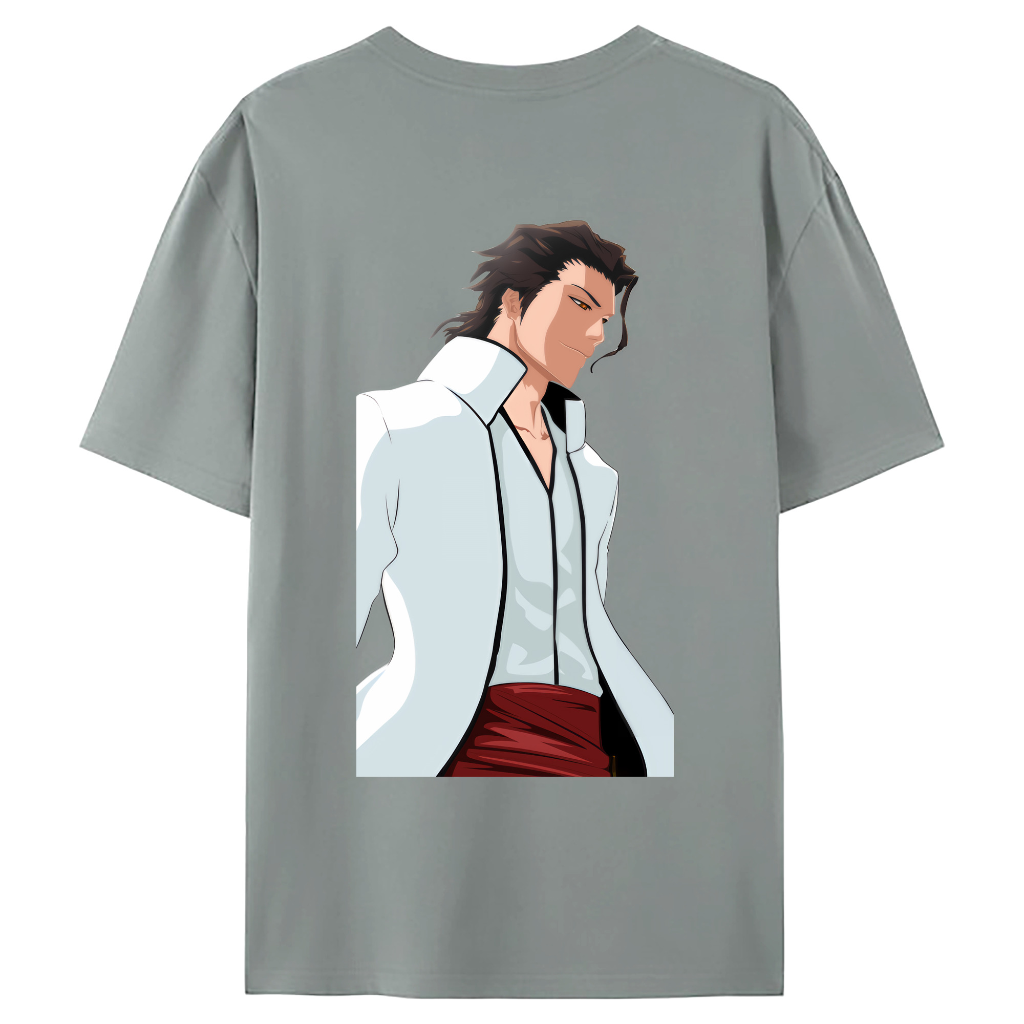 （画像用） ブリーチ 藍染 惣右介（あいぜん そうすけ） BLEACH Aizen Sousuke 綿100％ メンズ半袖Tシャツ（バックプリント） 通気性